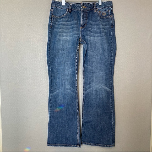 HARLEY DAVIDSON WOMEN'S BLUE JEANS, SZ-10P, BLUE JEAN MATERIAL, HD EMBLEMS - Picture 1 of 8